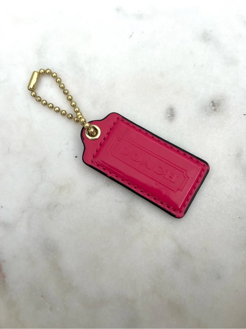 COACH Vintage Patent Leather Hang Tag, Watermelon Pink
